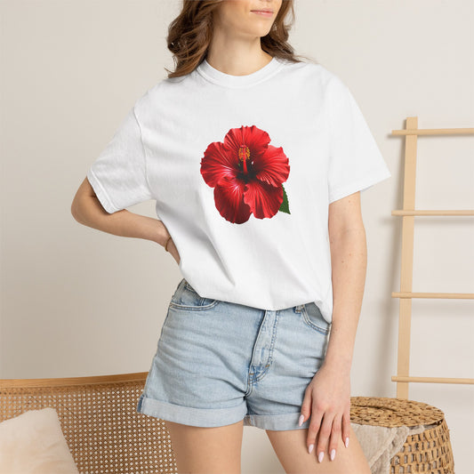 Hibiscus Bloom T-Shirt — Red Floral Graphic Tee