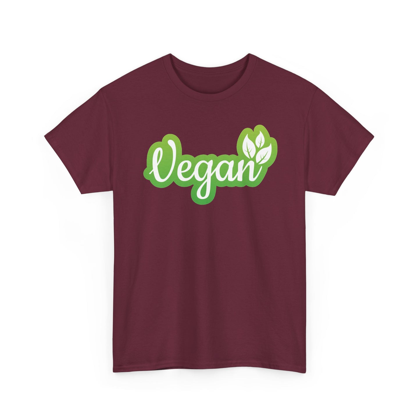Vegan Script Tee — Green Leaf Eco-Friendly T-Shirt