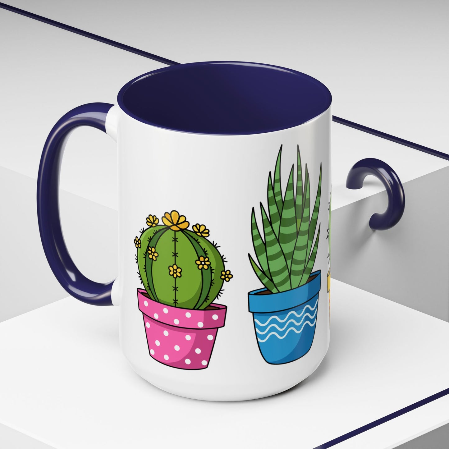 Cactus & Succulent Accent Coffee Mug — Cute Potted Plants 11/15oz