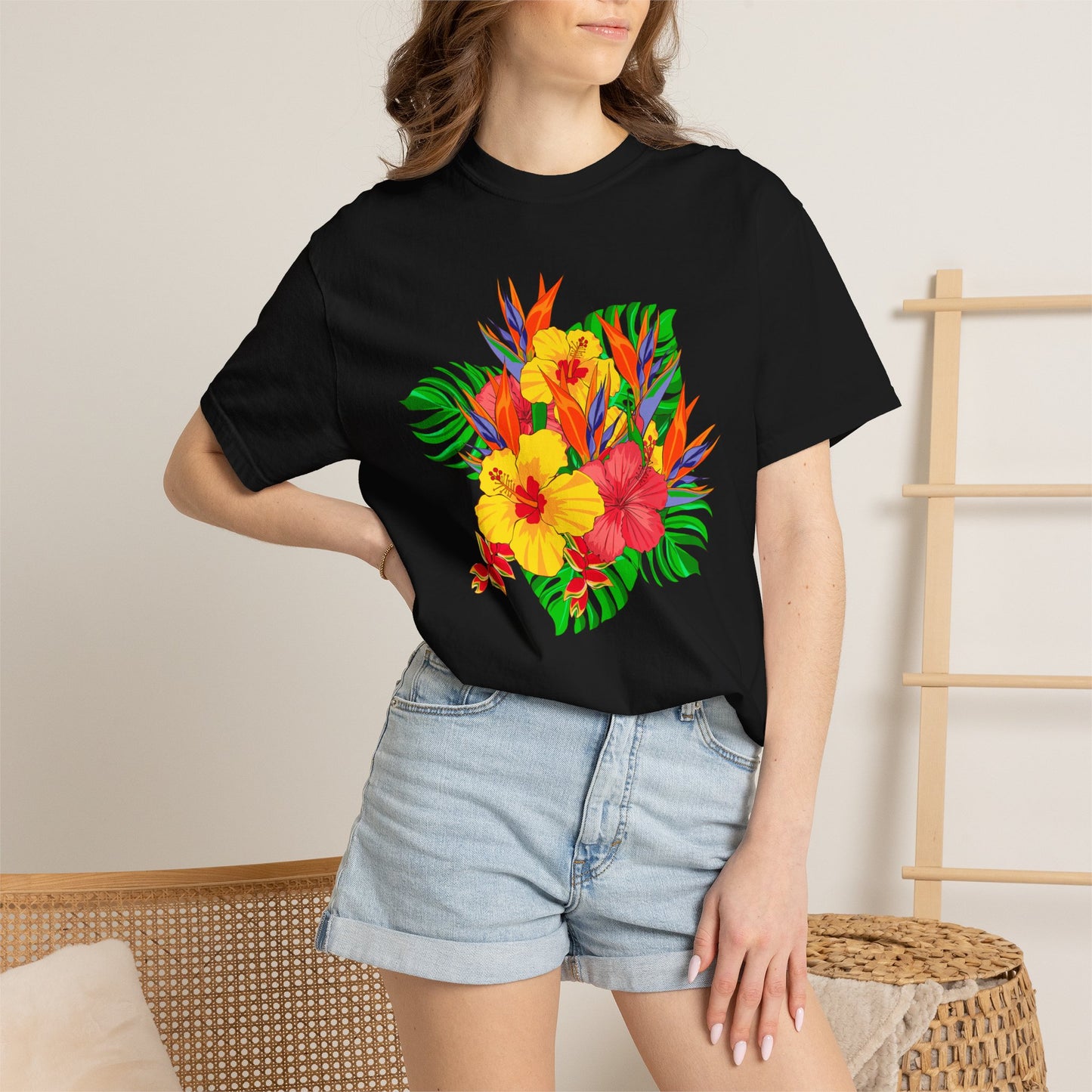 Tropical Hibiscus Floral T-Shirt
