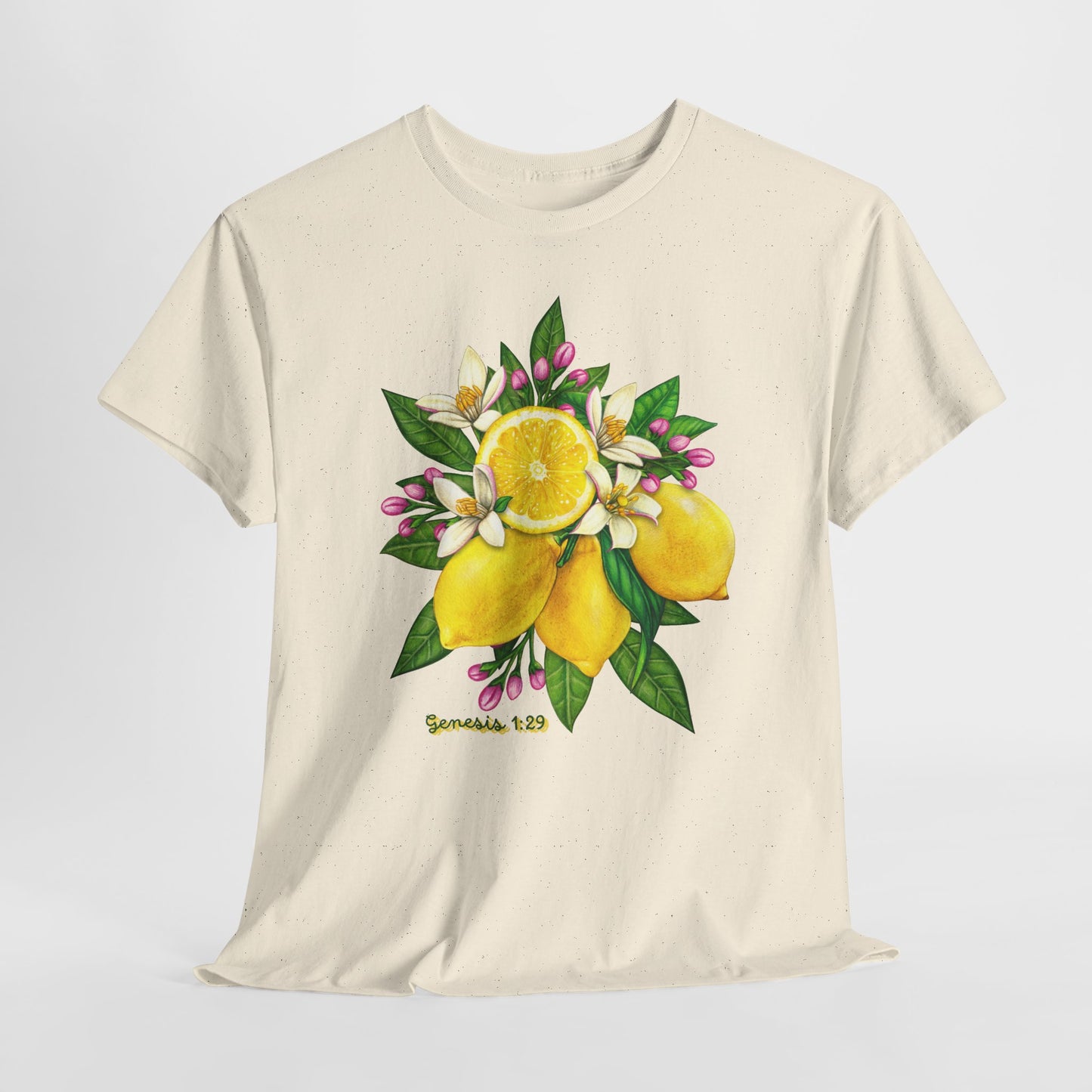 Lemon Blossom Tee — Botanical Citrus Graphic T‑Shirt (Genesis 1:29)