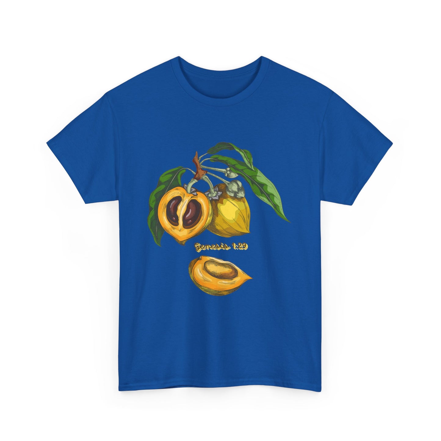 Apricot Illustration T-Shirt — Botanical Fruit Graphic Tee Genesis 1:29