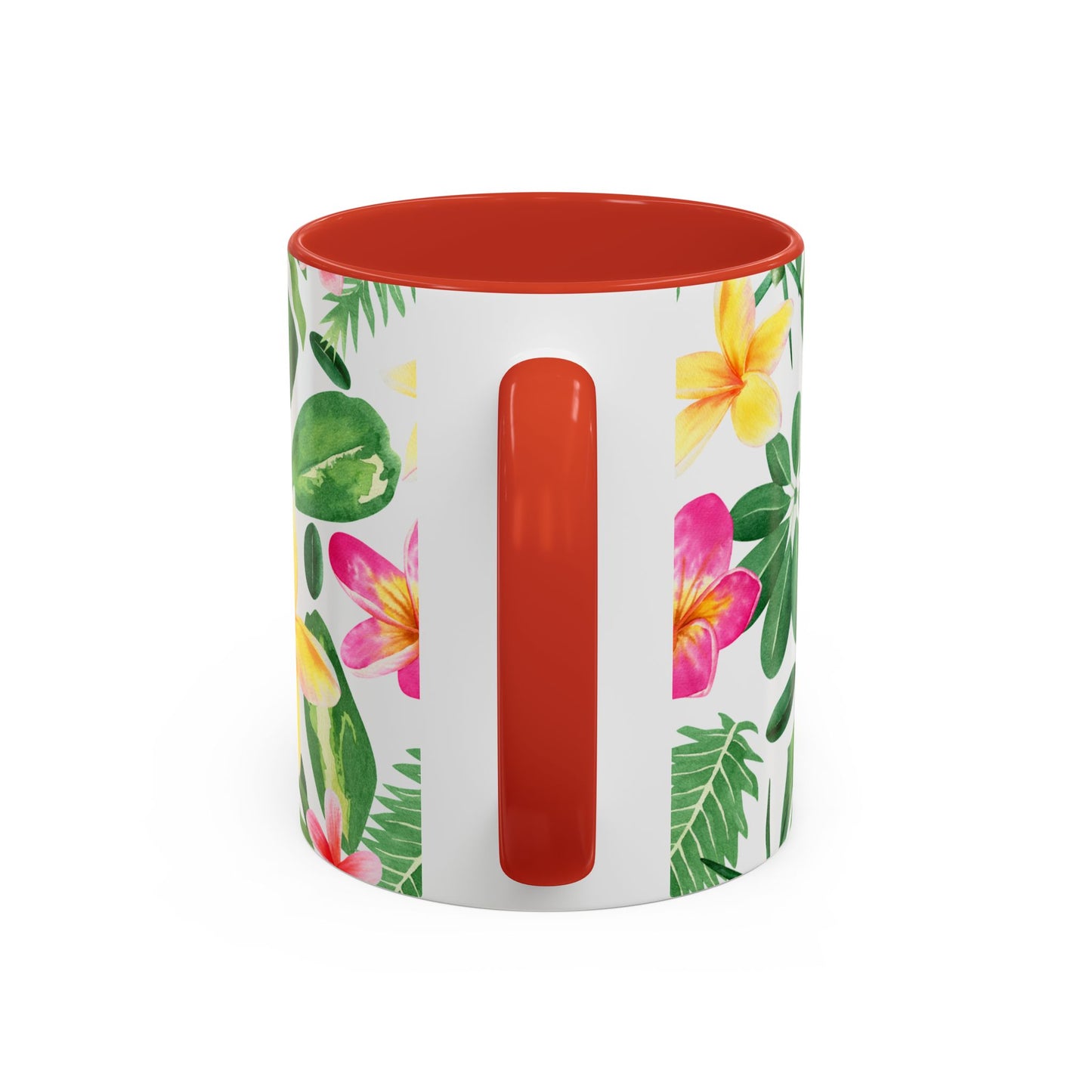 Tropical Floral Coffee Mug — Plumeria & Palm Accent Mug (11/15oz)