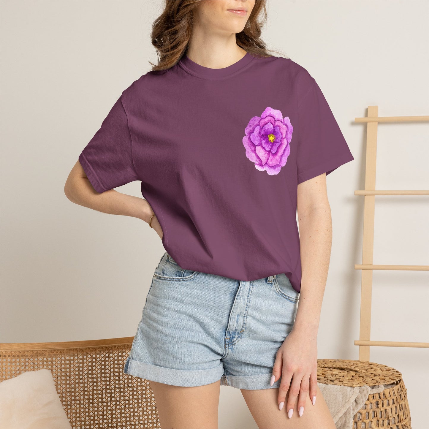 Floral Watercolor Chest Rose T-Shirt