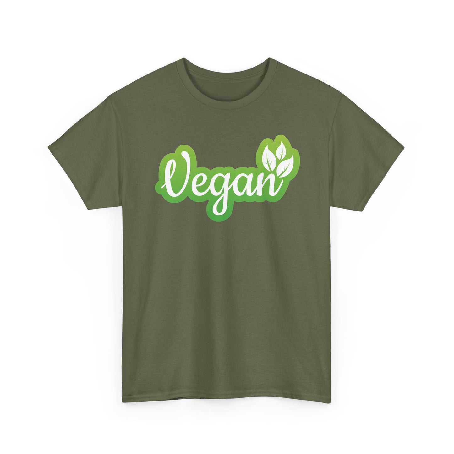 Vegan Script Tee — Green Leaf Eco-Friendly T-Shirt
