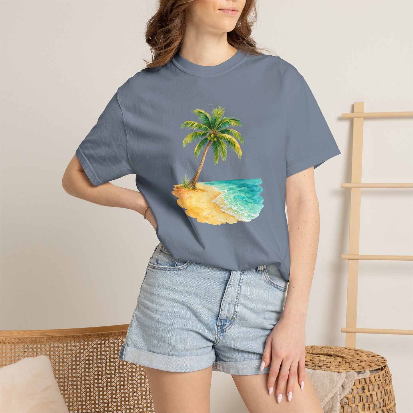 Tropical Palm Beach T-Shirt — Watercolor Island Graphic Tee