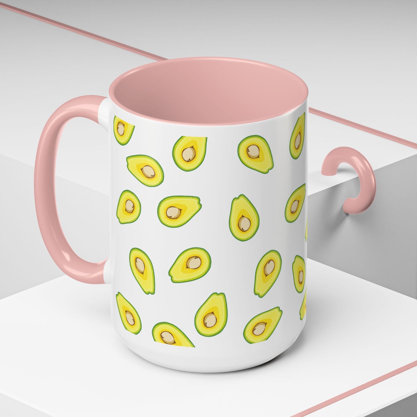 Avocado Pattern Coffee Mug — Cute Avocado Print Accent Mug (11/15oz)