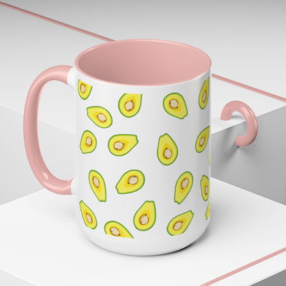 Avocado Pattern Coffee Mug — Cute Avocado Print Accent Mug (11/15oz)