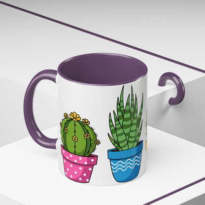 Cactus & Succulent Accent Coffee Mug — Cute Potted Plants 11/15oz