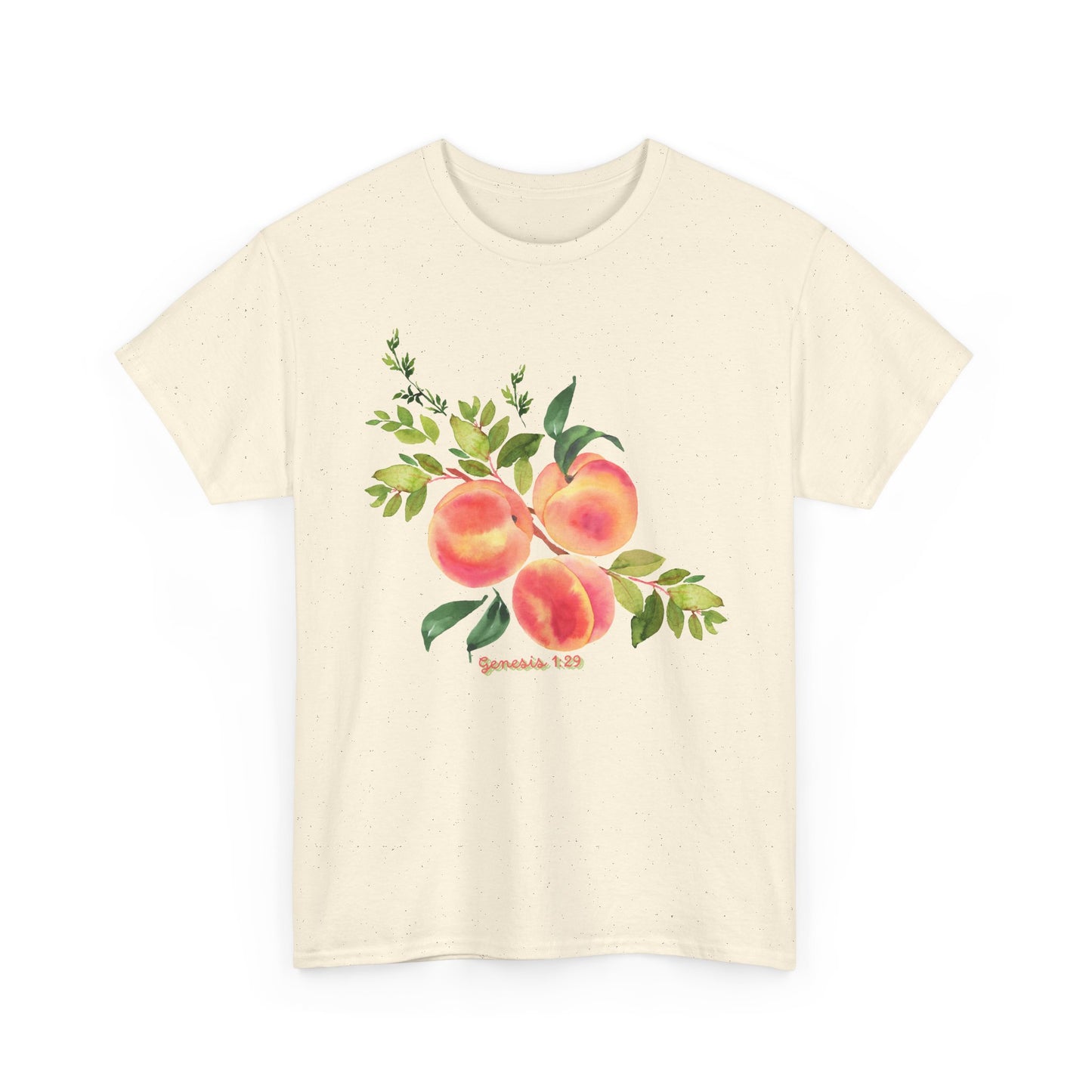 Peach Botanical Tee — Watercolor Fruit Graphic T‑Shirt
