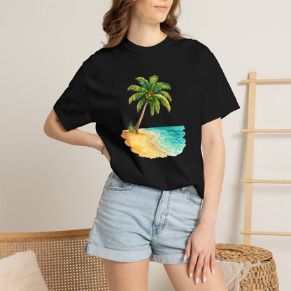 Tropical Palm Beach T-Shirt — Watercolor Island Graphic Tee