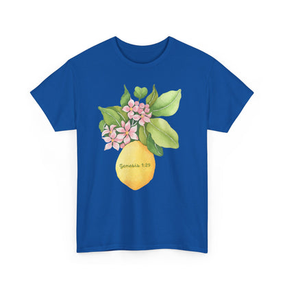 Lemon Blossom T-Shirt — Genesis 1:29 Floral Faith Tee