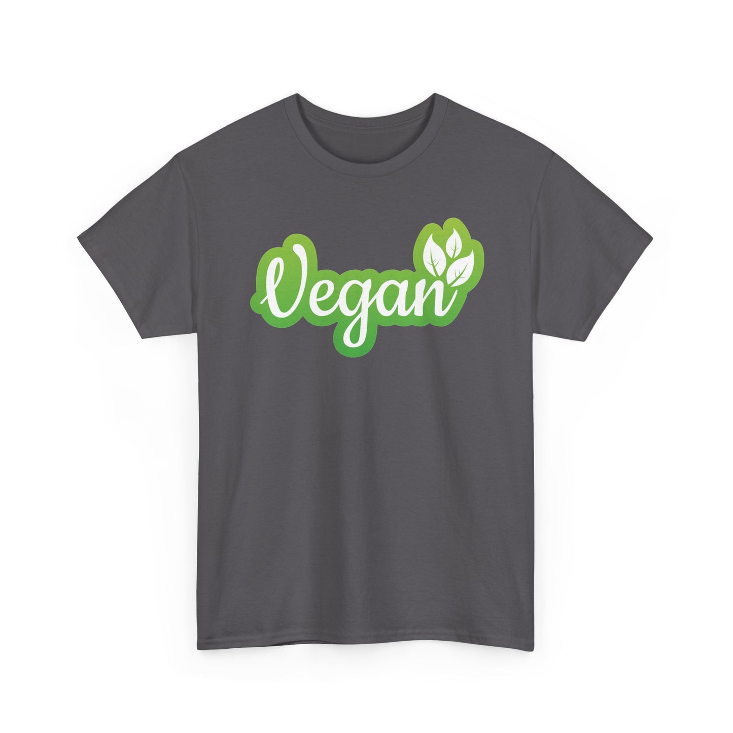Vegan Script Tee — Green Leaf Eco-Friendly T-Shirt