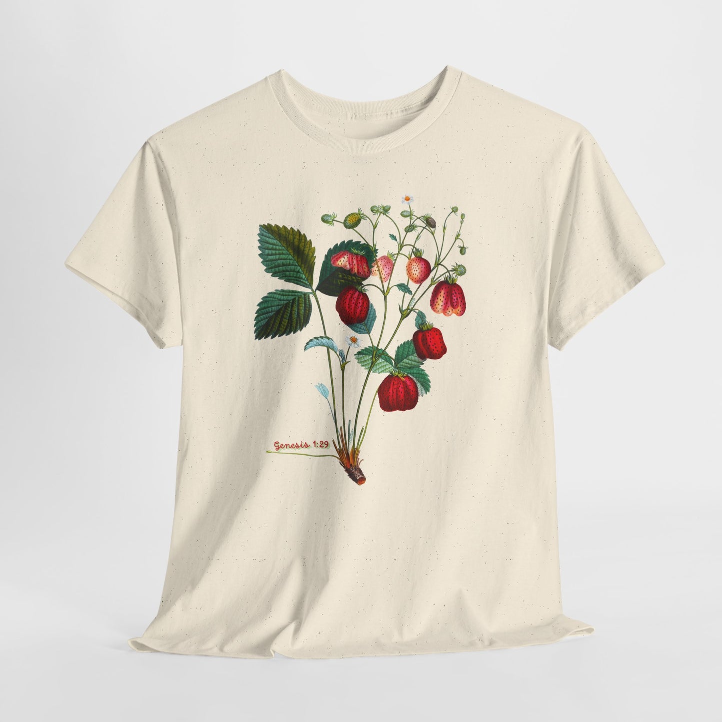 Strawberry Botanical Tee — Vintage Fruit Illustration T-Shirt Genesis 1:29