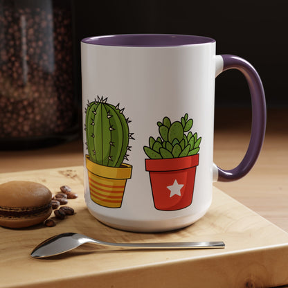Cactus & Succulent Accent Coffee Mug — Cute Potted Plants 11/15oz