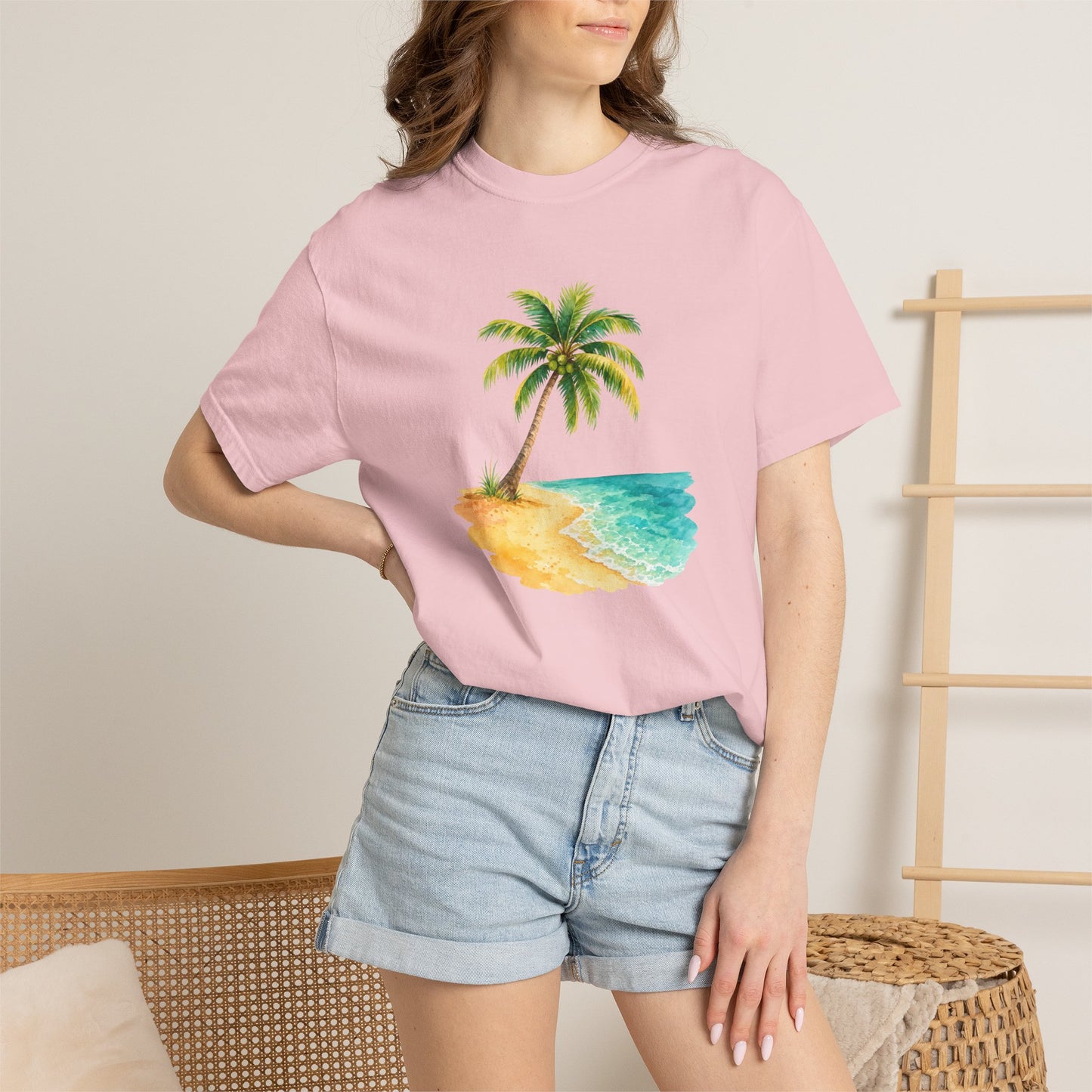 Tropical Palm Beach T-Shirt — Watercolor Island Graphic Tee