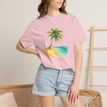 Tropical Palm Beach T-Shirt — Watercolor Island Graphic Tee