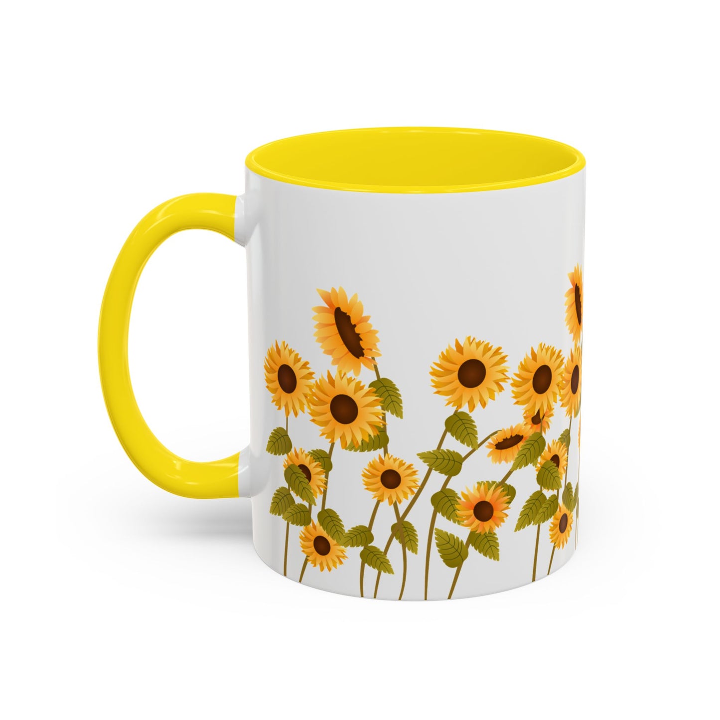 Sunflower Field Accent Tea Mug – Bright Floral 11/15oz Ceramic