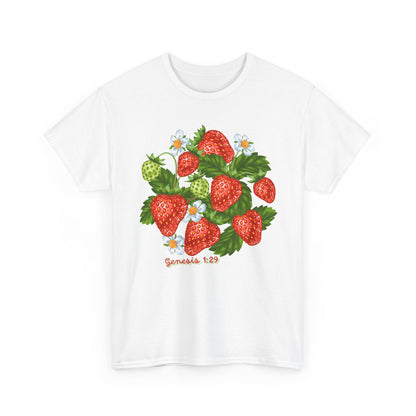 Strawberry Cluster Tee — Vintage Botanical Fruit Graphic (Genesis 1:29)