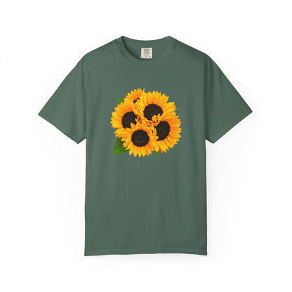 Sunflower Trio T-Shirt — Bright Floral Graphic Tee
