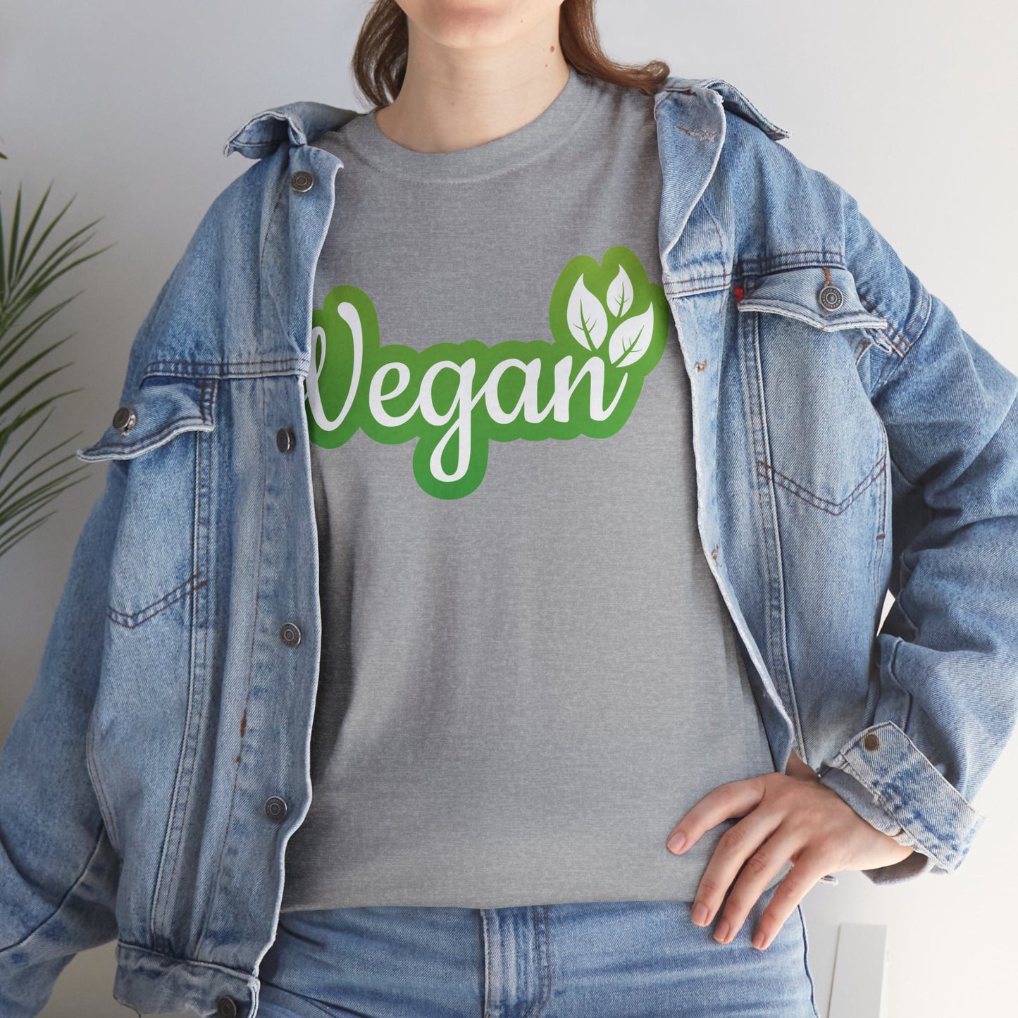 Vegan Script Tee — Green Leaf Eco-Friendly T-Shirt