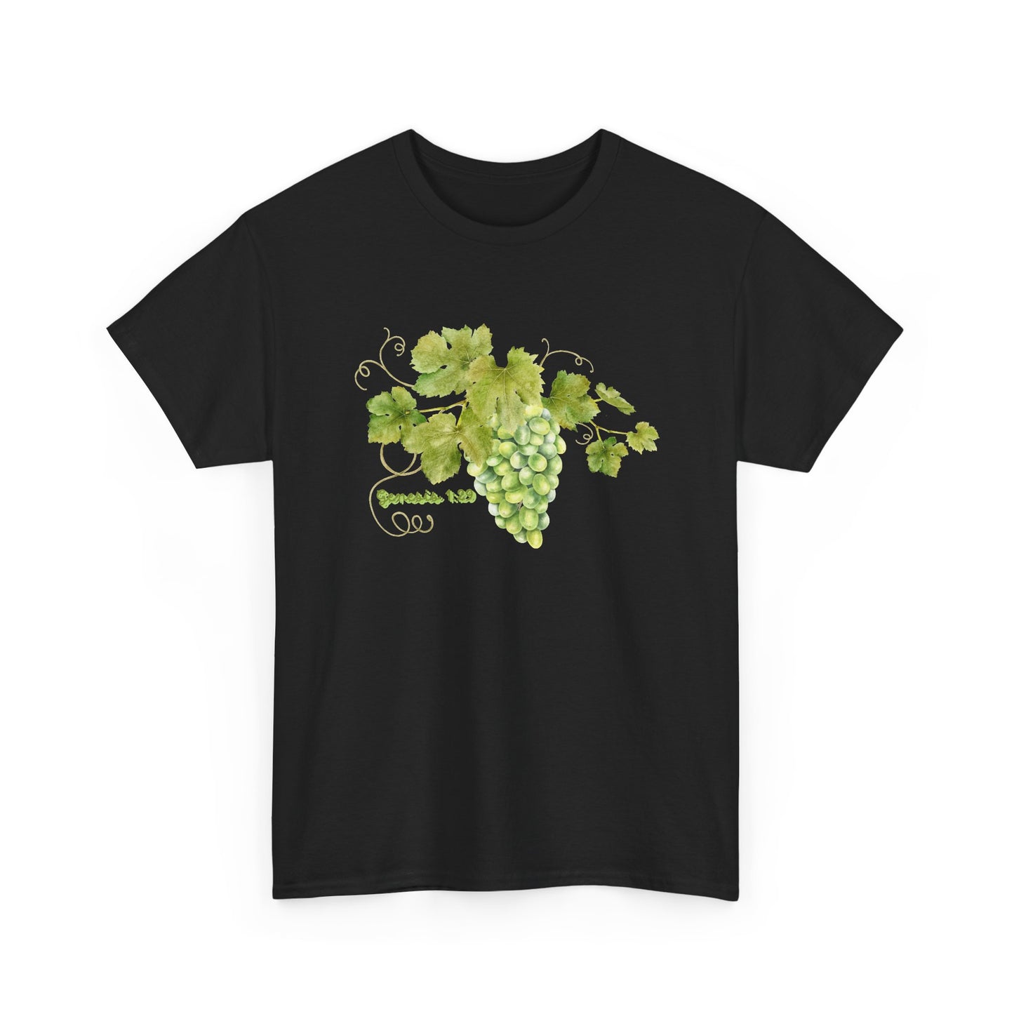 Genesis 1:29 Grapevine Watercolor T-Shirt — Green Grape Vines Tee