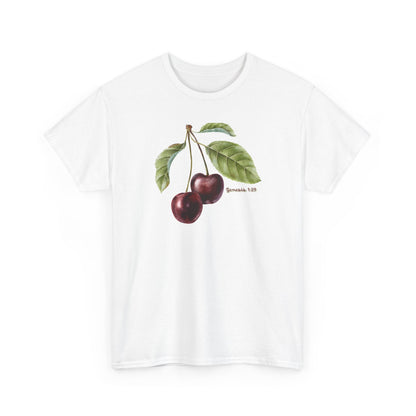 Cherry Botanical Tee — Vintage Fruit Illustration T-Shirt