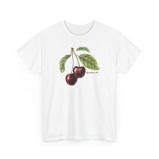 Cherry Botanical Tee — Vintage Fruit Illustration T-Shirt