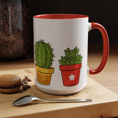Cactus & Succulent Accent Coffee Mug — Cute Potted Plants 11/15oz
