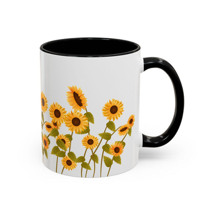 Sunflower Field Accent Tea Mug – Bright Floral 11/15oz Ceramic