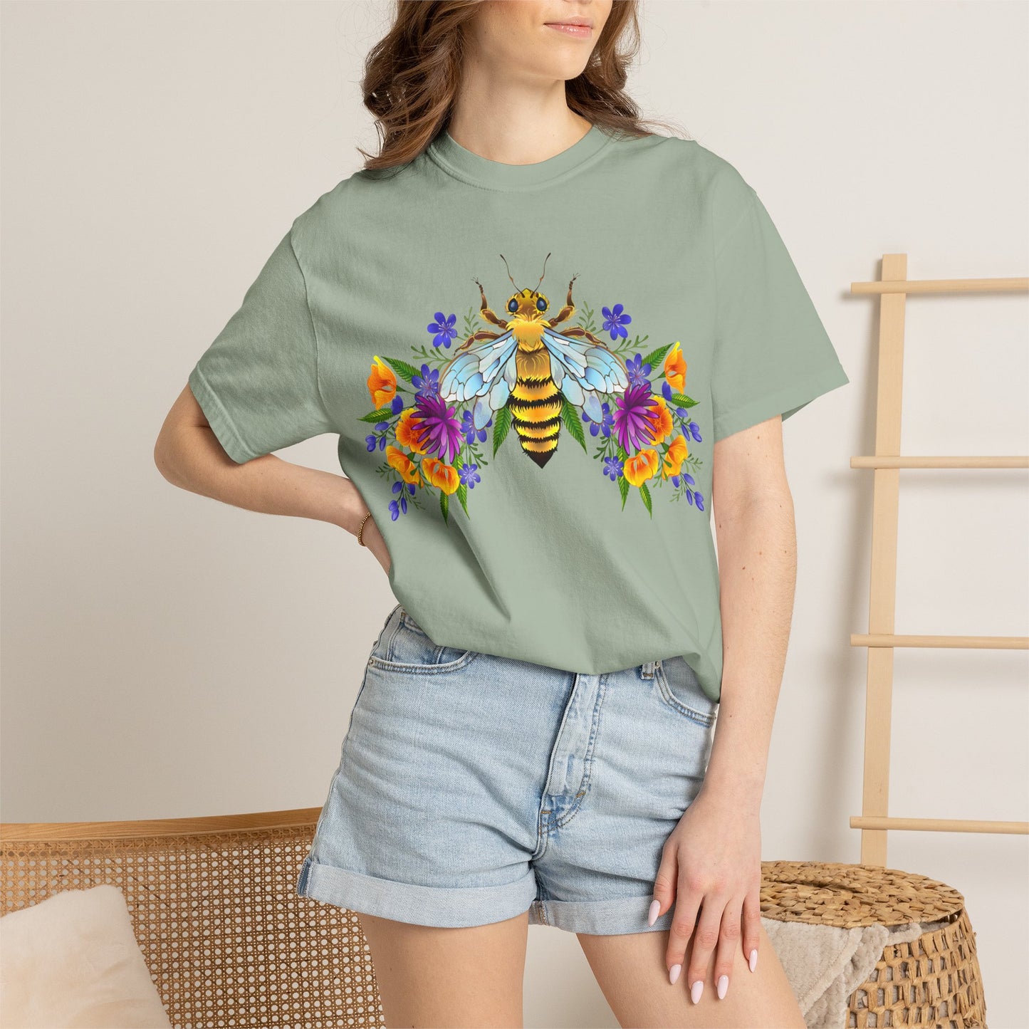 Bee & Wildflower T-Shirt — Floral Honeybee Graphic Tee