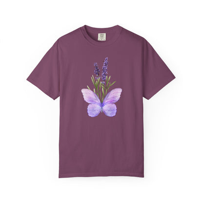 Lavender Butterfly T-Shirt — Watercolor Floral Tee