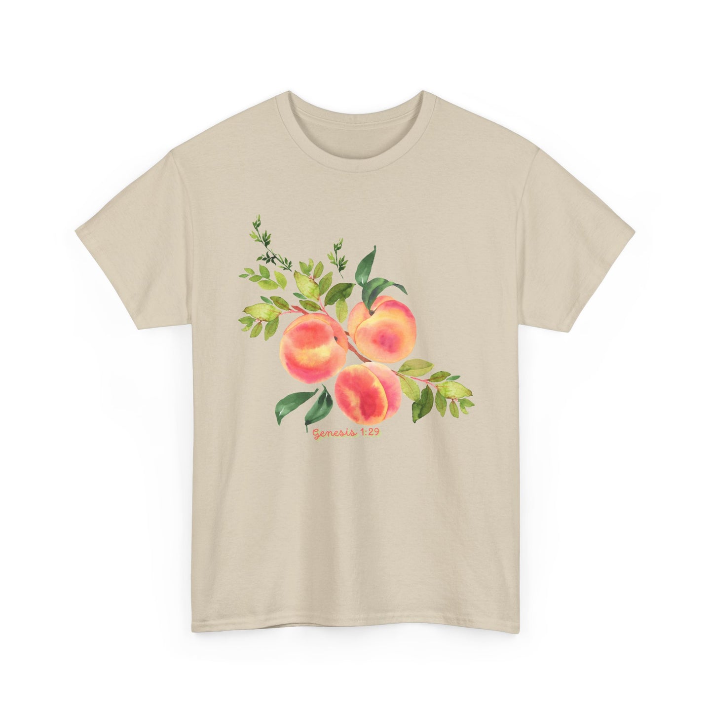 Peach Botanical Tee — Watercolor Fruit Graphic T‑Shirt