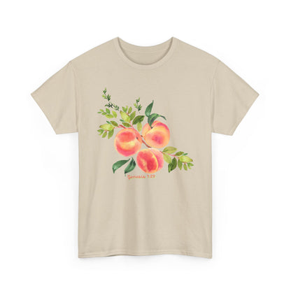 Peach Botanical Tee — Watercolor Fruit Graphic T‑Shirt