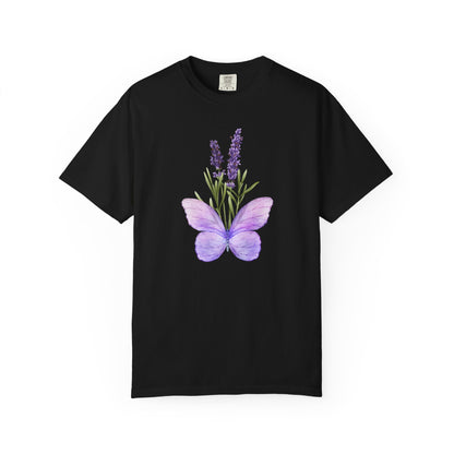 Lavender Butterfly T-Shirt — Watercolor Floral Tee