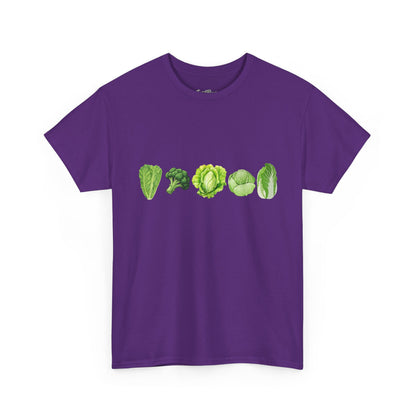 Vegetable Row T-Shirt — Green Veggies Lettuce Broccoli Cabbage Graphic Tee