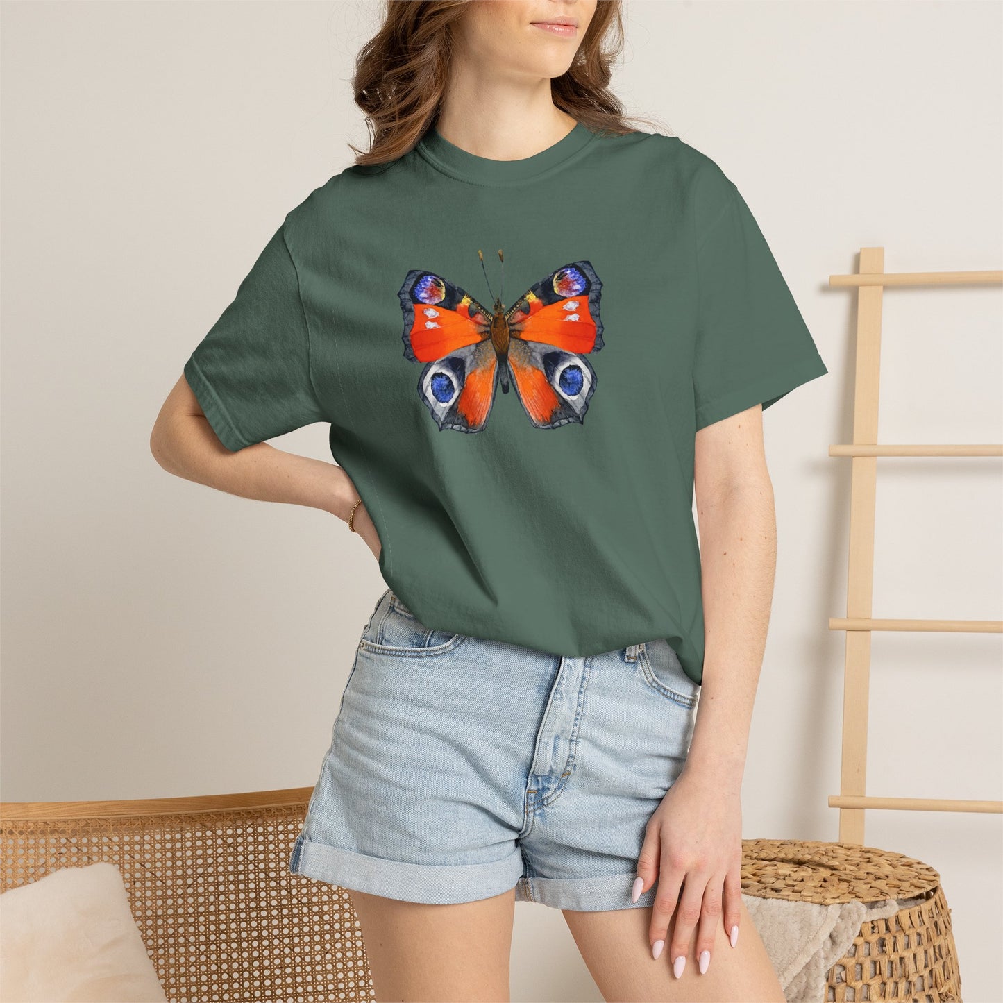 Butterfly Graphic T-Shirt — Peacock Eye Floral Tee