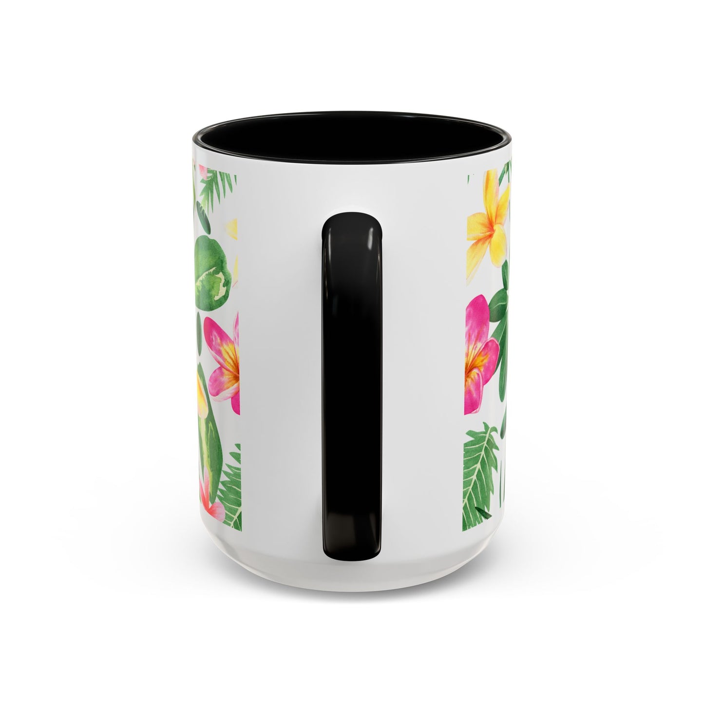 Tropical Floral Coffee Mug — Plumeria & Palm Accent Mug (11/15oz)