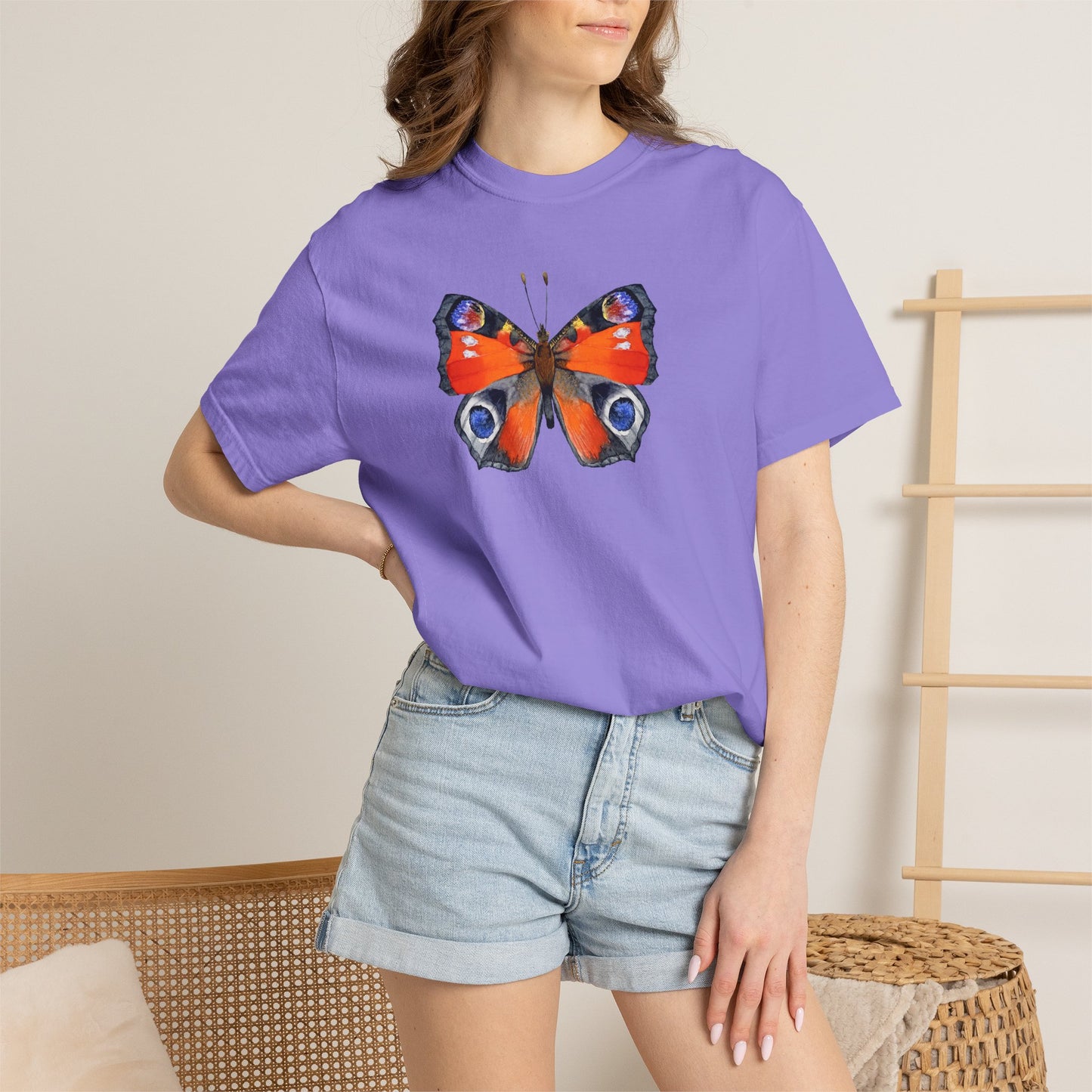 Butterfly Graphic T-Shirt — Peacock Eye Floral Tee