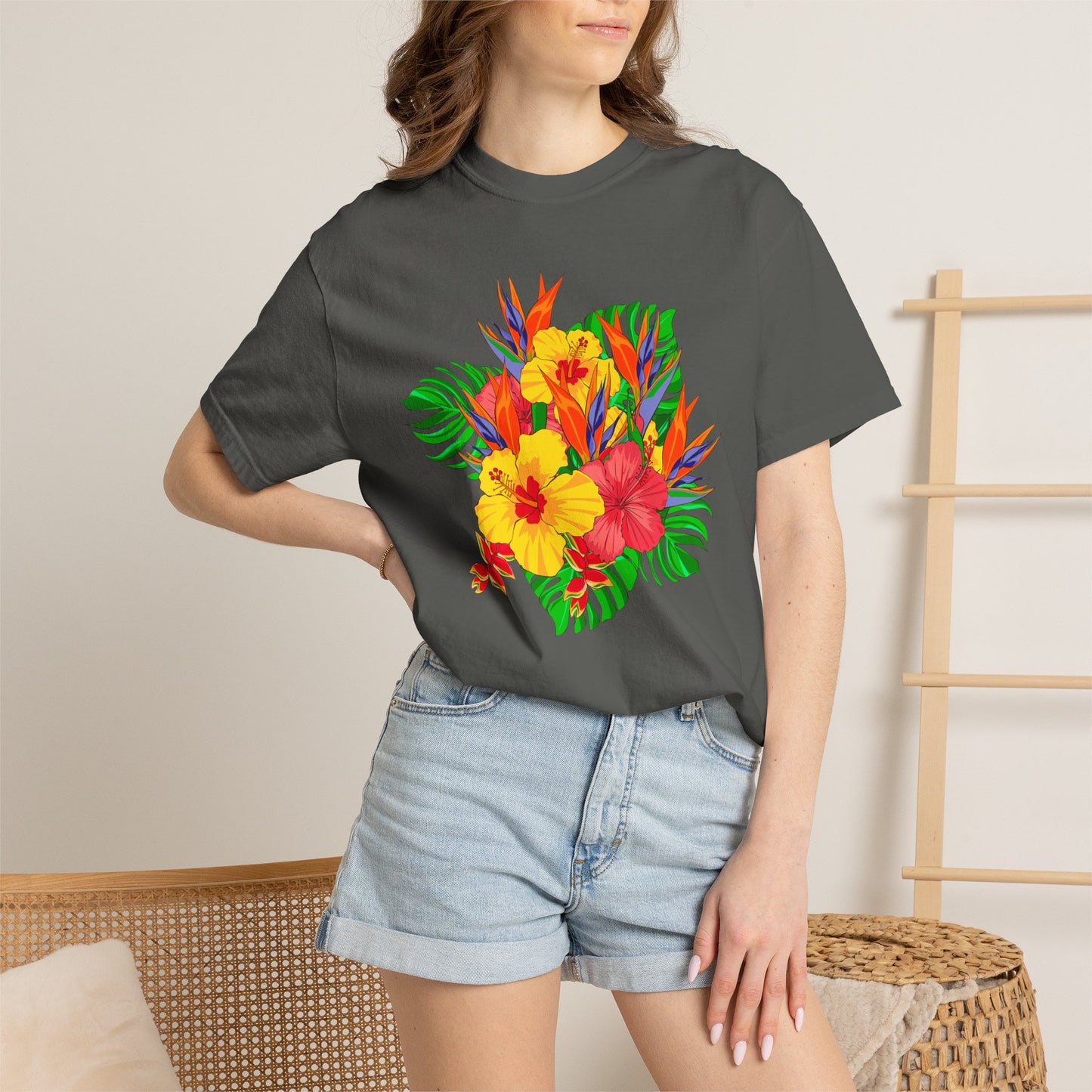 Tropical Hibiscus Floral T-Shirt