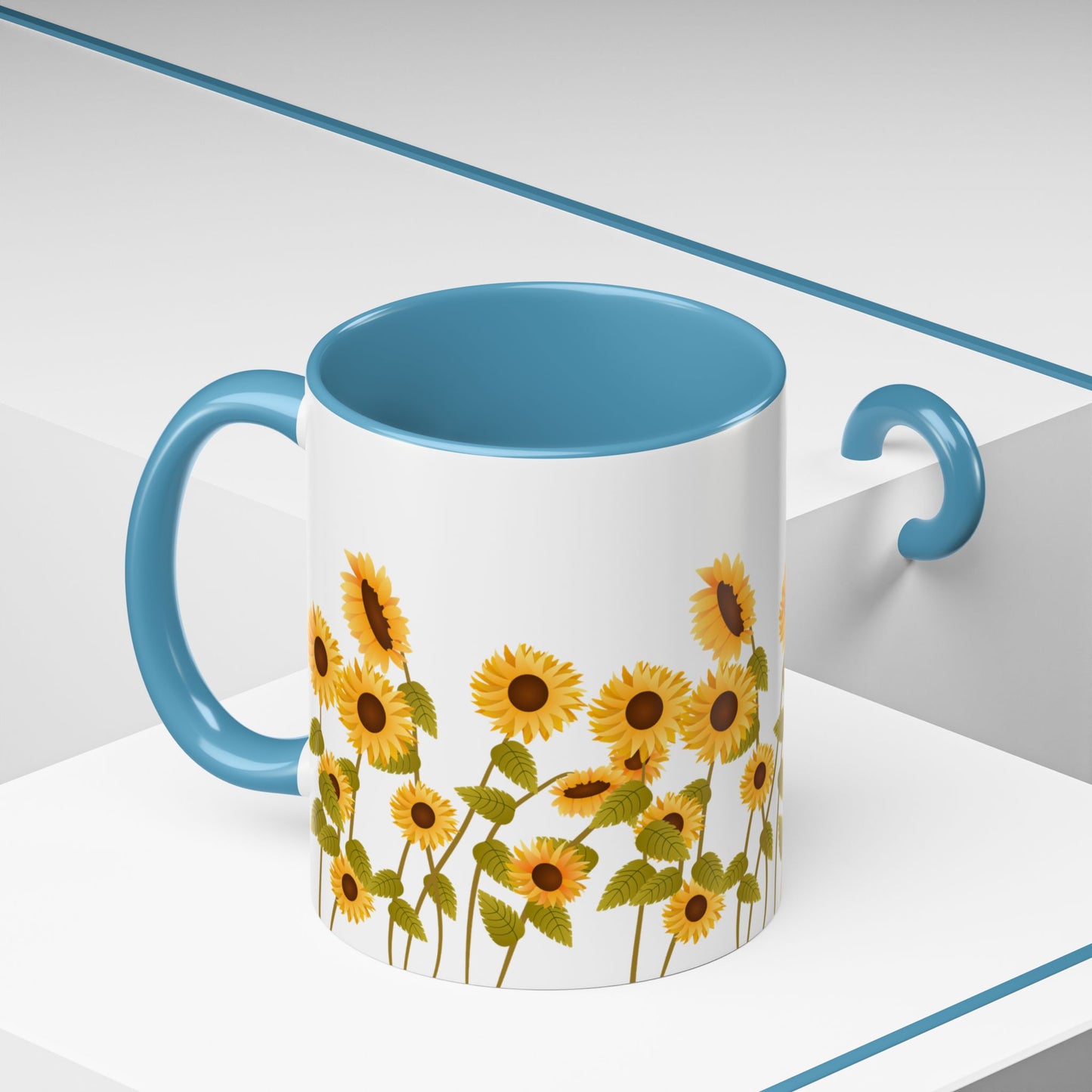 Sunflower Field Accent Tea Mug – Bright Floral 11/15oz Ceramic