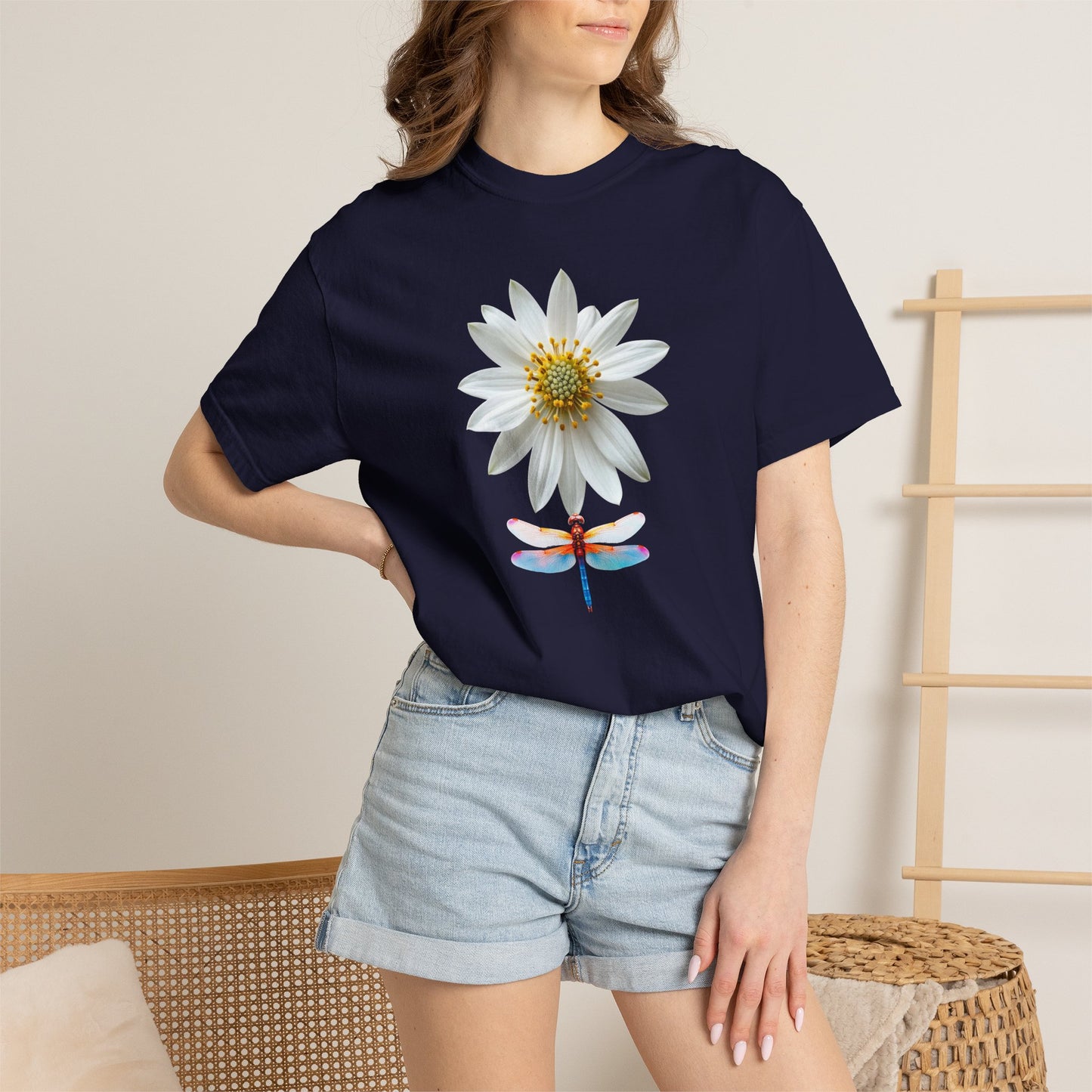 Lotus & Dragonfly T-Shirt — Floral Nature Graphic Tee