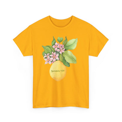 Lemon Blossom T-Shirt — Genesis 1:29 Floral Faith Tee