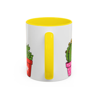 Cactus & Succulent Accent Coffee Mug — Cute Potted Plants 11/15oz