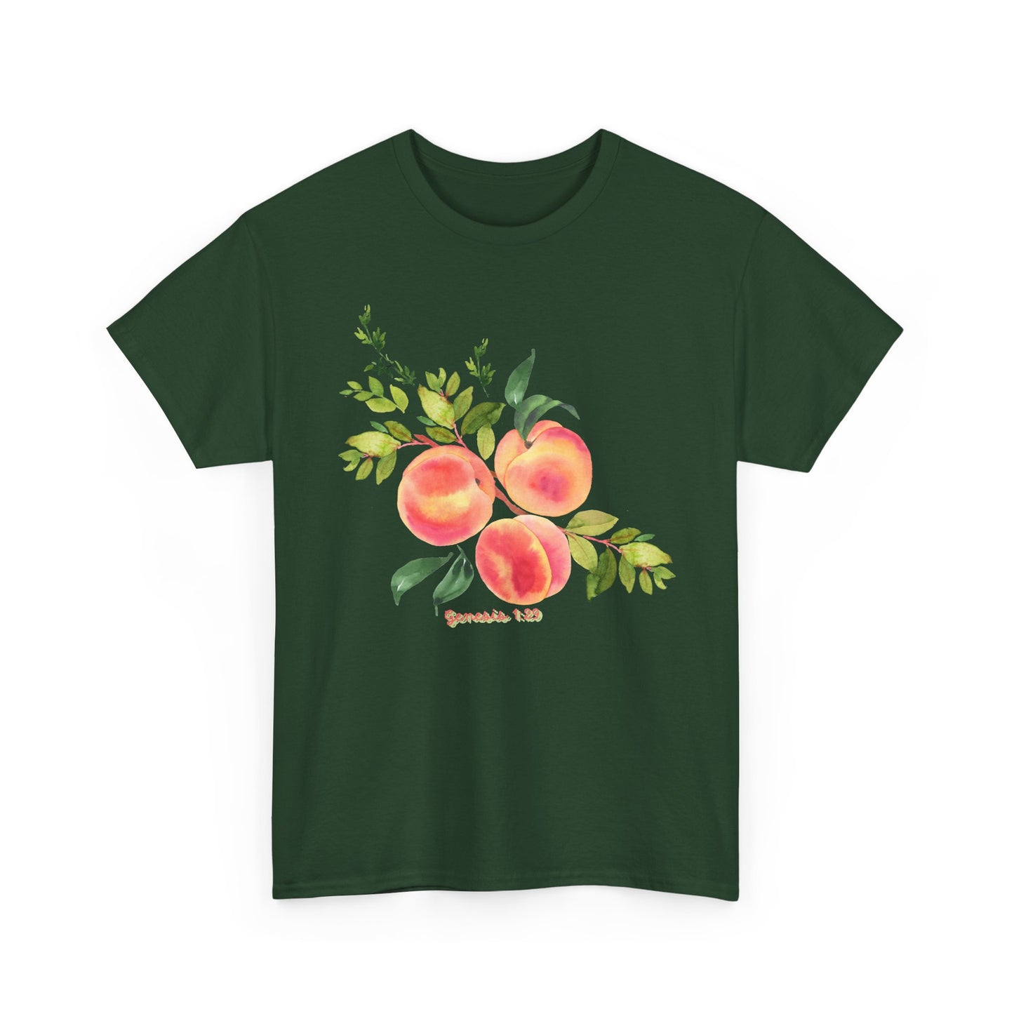 Peach Botanical Tee — Watercolor Fruit Graphic T‑Shirt