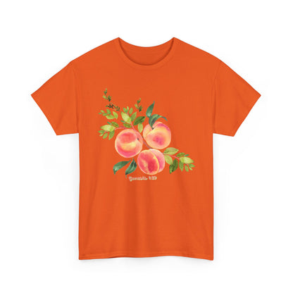Peach Botanical Tee — Watercolor Fruit Graphic T‑Shirt