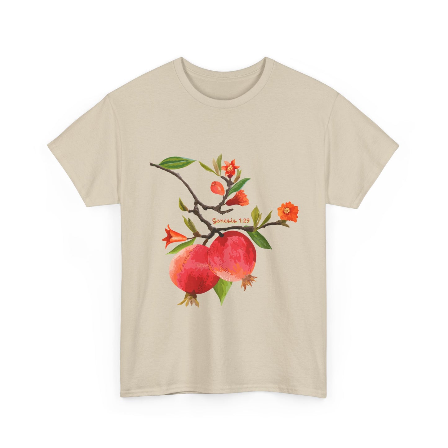 Pomegranate Bloom T-Shirt — Botanical Fruit Watercolor Tee