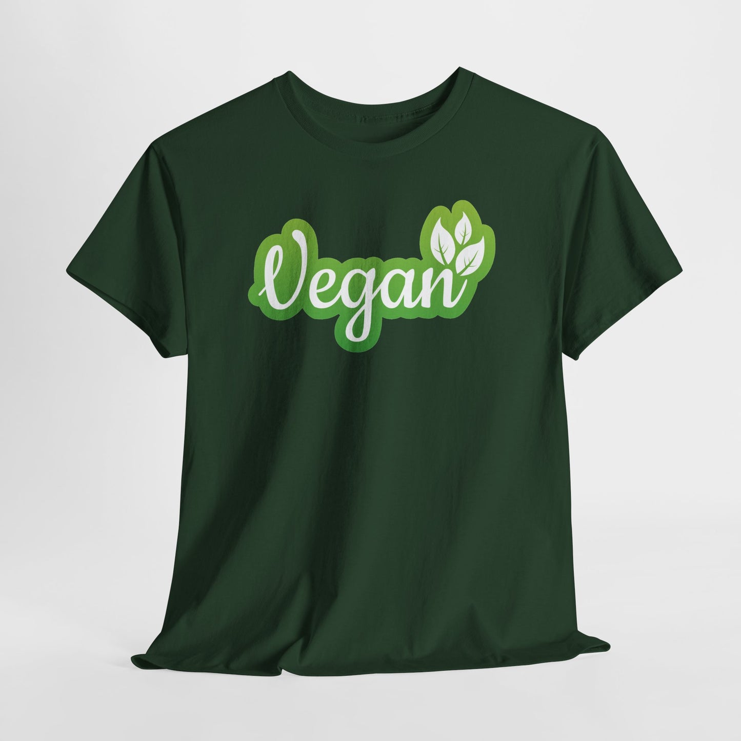 Vegan Script Tee — Green Leaf Eco-Friendly T-Shirt