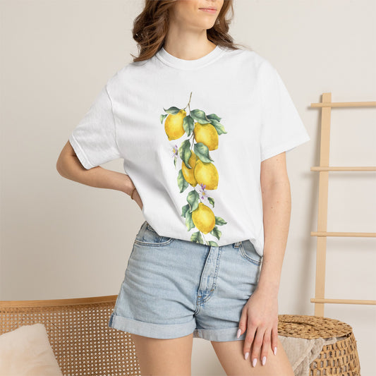 Lemon Branch T-Shirt — Vintage Watercolor Citrus Tee