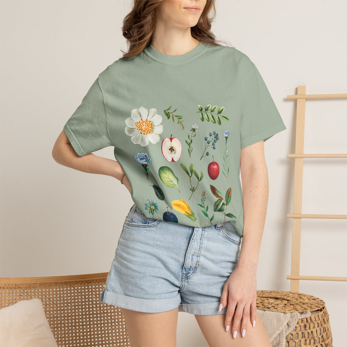 Floral Fruits Botanical Tee — Jeremiah 1:9 Scripture Garden T-Shirt